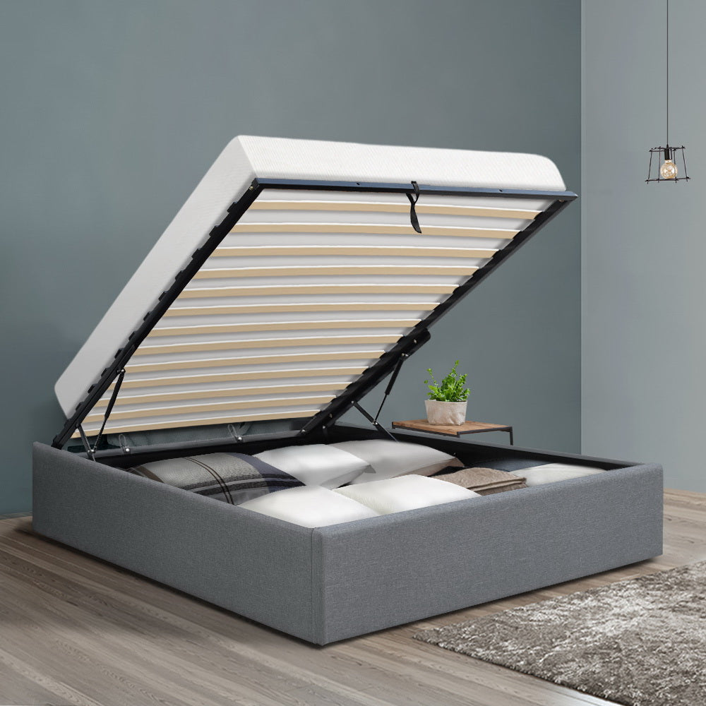 Beds & Bed Frames: Artiss Bed Frame King Single Size Gas Lift Base Grey TOKI