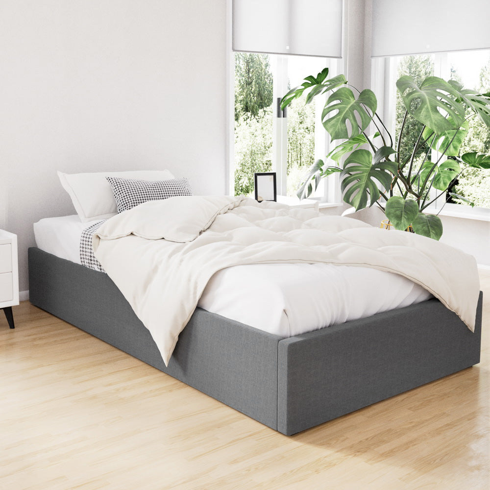 Beds & Bed Frames: Artiss Bed Frame King Single Size Gas Lift Base Grey TOKI