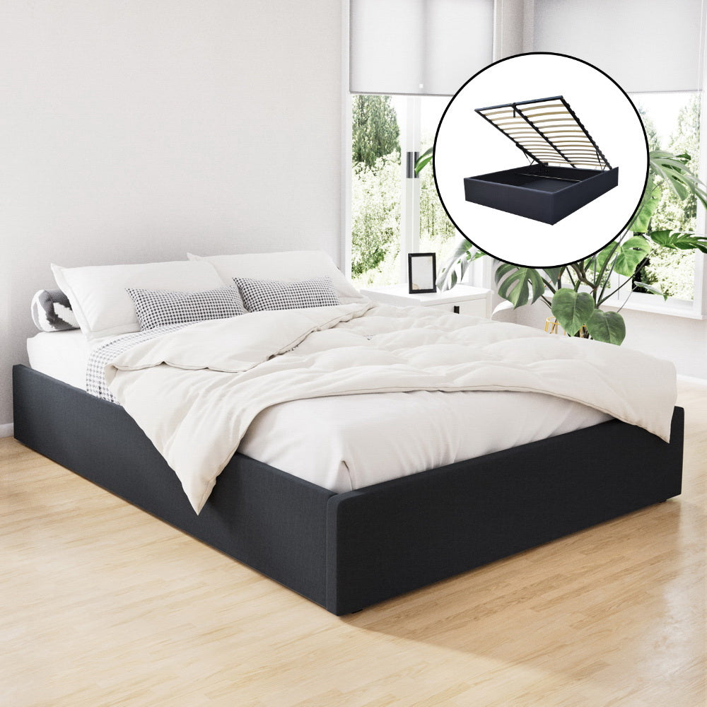 Beds & Bed Frames: Artiss Bed Frame Queen Size Gas Lift Base Charcoal TOKI