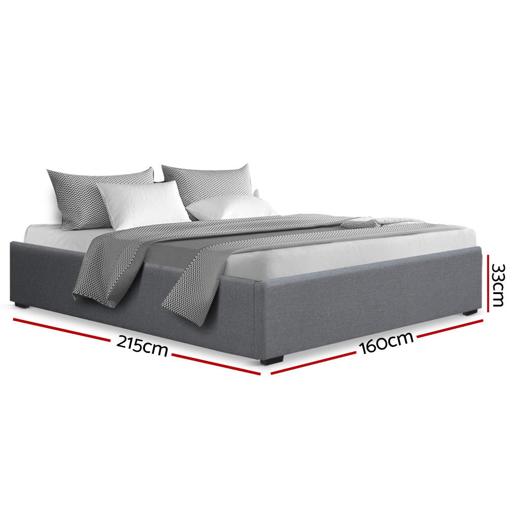 Beds & Bed Frames: Artiss Bed Frame Queen Size Gas Lift Base Grey TOKI