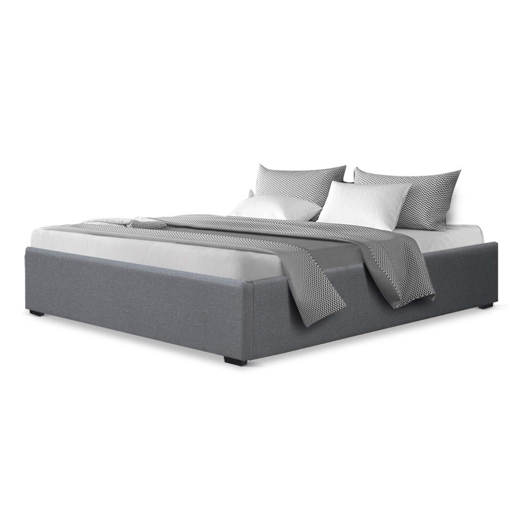 Beds & Bed Frames: Artiss Bed Frame Queen Size Gas Lift Base Grey TOKI