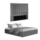 Beds & Bed Frames: Artiss Double Bed Frame with Storage Grey Velvet Headboard Gas Lift Platform Base