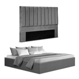Beds & Bed Frames: Artiss King Bed Frame with Storage Grey Velvet Headboard Gas Lift Platform Base
