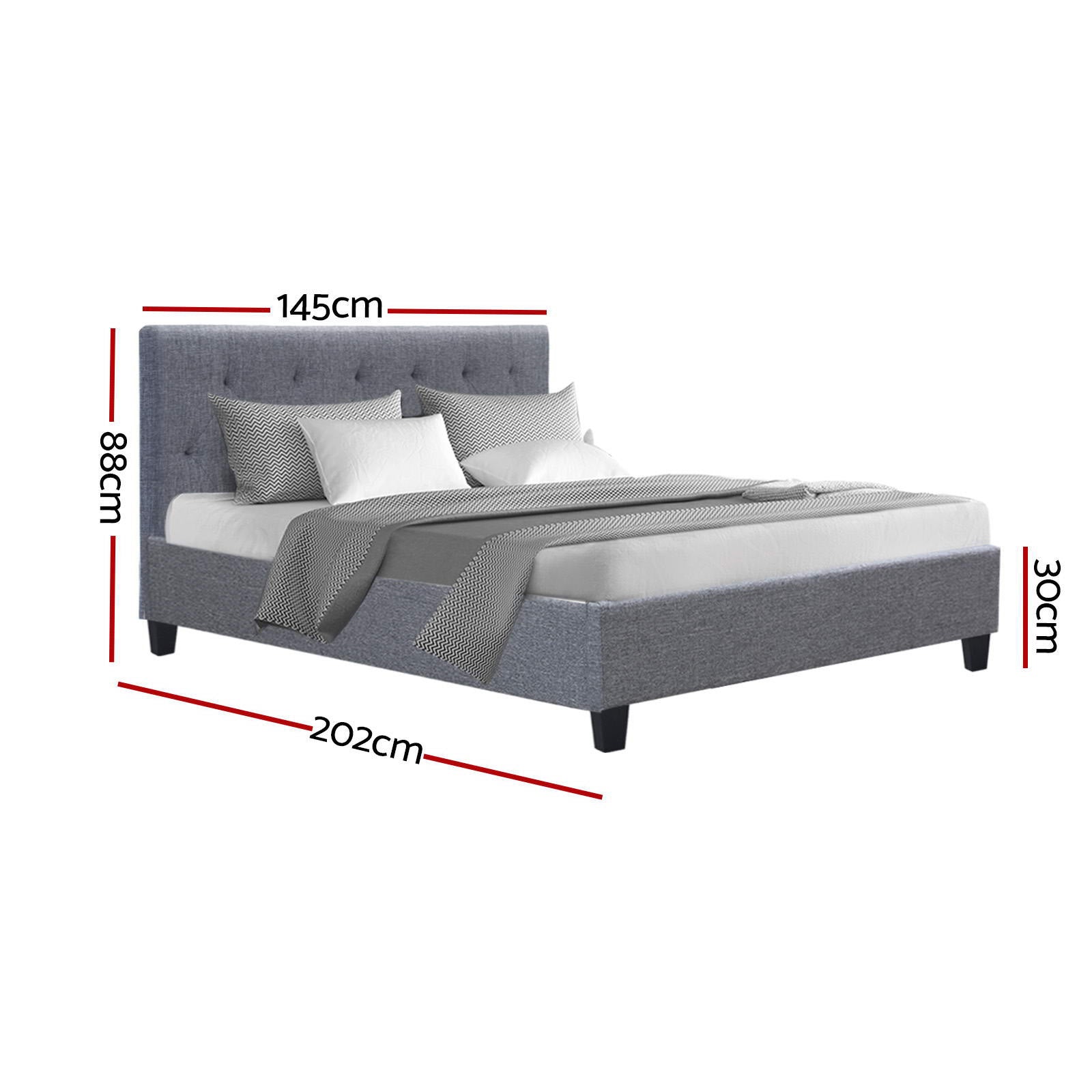Beds & Bed Frames: Artiss Bed Frame Double Size Grey VANKE