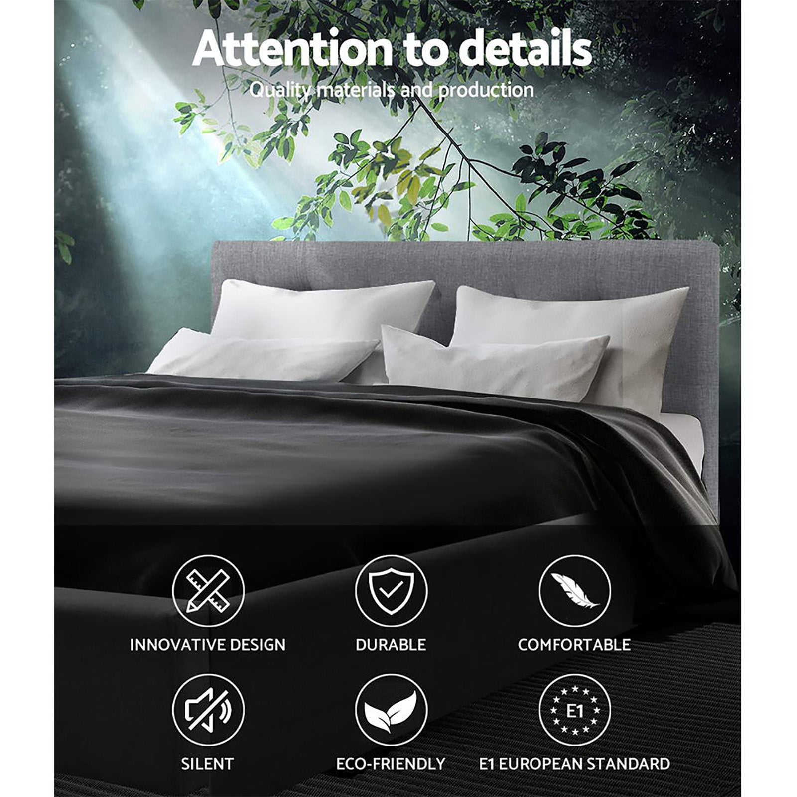 Beds & Bed Frames: Artiss Bed Frame Double Size Grey VANKE