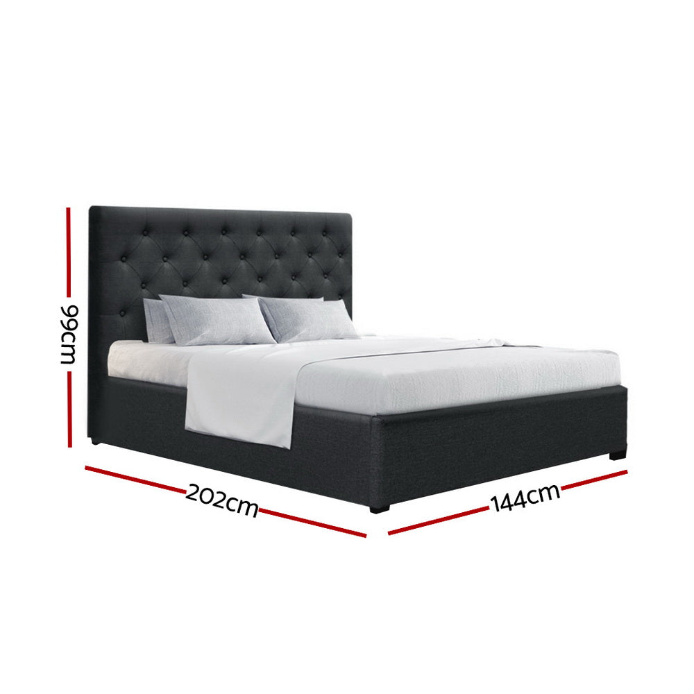Beds & Bed Frames: Artiss Bed Frame Double Size Gas Lift Charcoal VILA