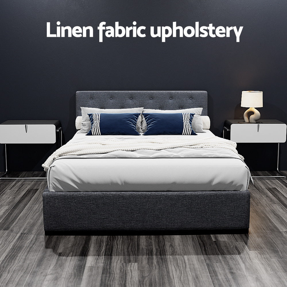 Beds & Bed Frames: Artiss Bed Frame Double Size Gas Lift Charcoal VILA