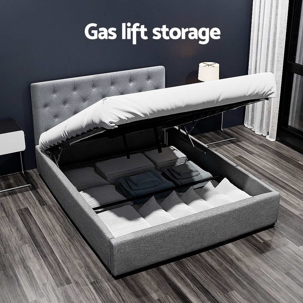 Beds & Bed Frames: Artiss Bed Frame Double Size Gas Lift Grey VILA