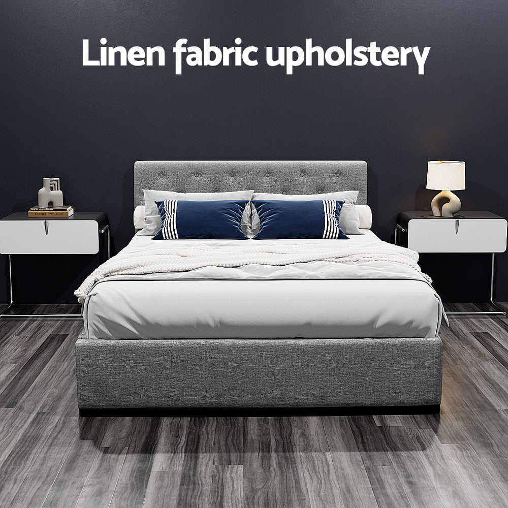 Beds & Bed Frames: Artiss Bed Frame Double Size Gas Lift Grey VILA