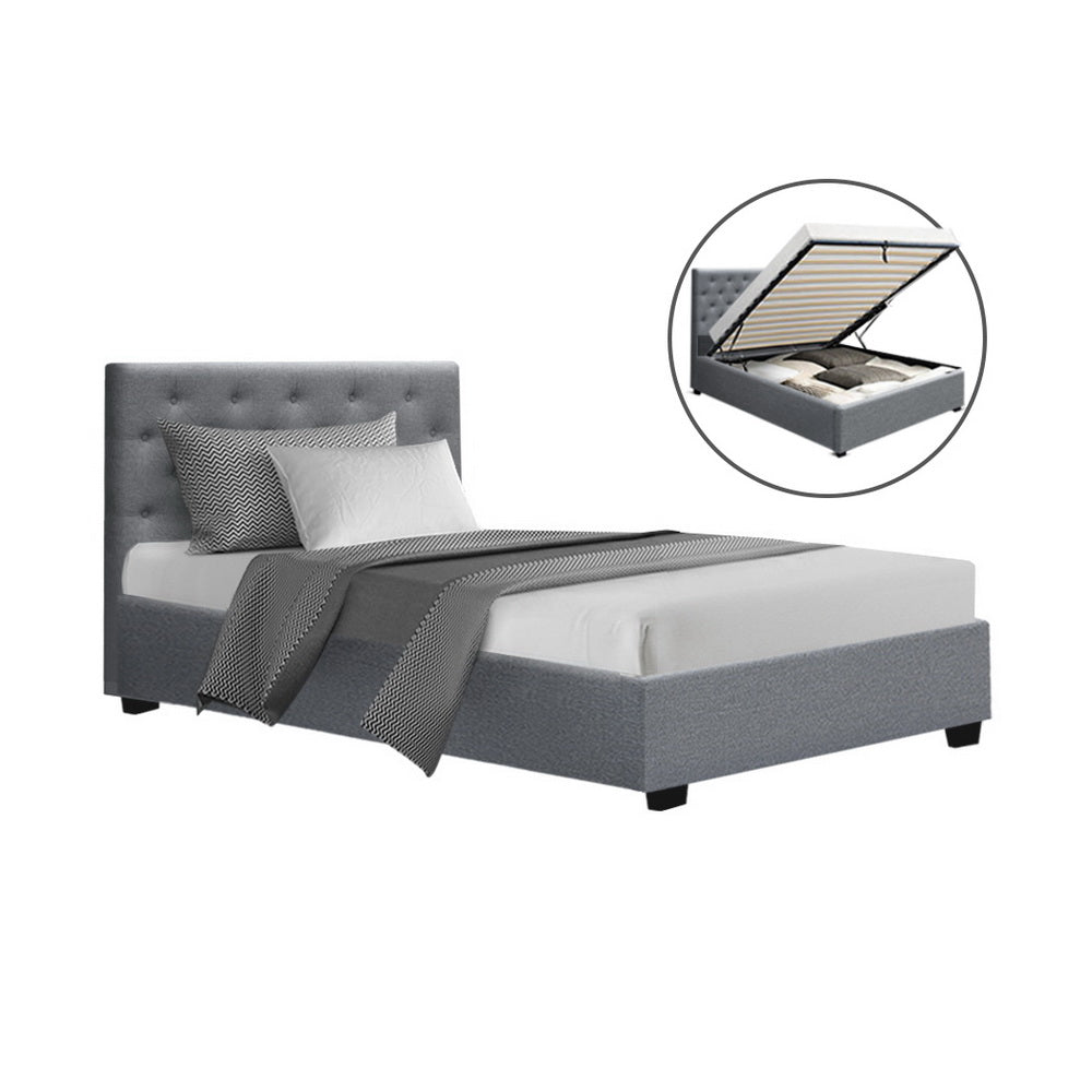 Beds & Bed Frames: Artiss Bed Frame King Single Size Gas Lift Grey VILA