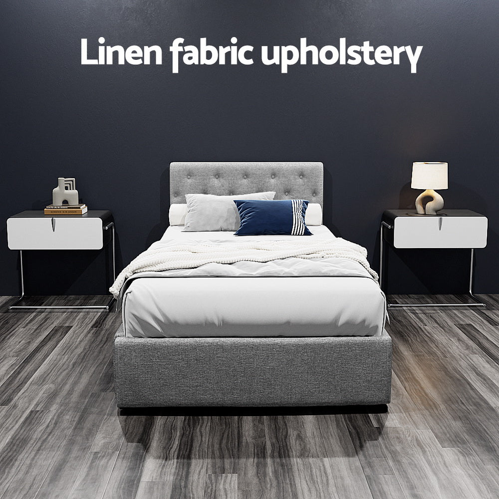Beds & Bed Frames: Artiss Bed Frame King Single Size Gas Lift Grey VILA