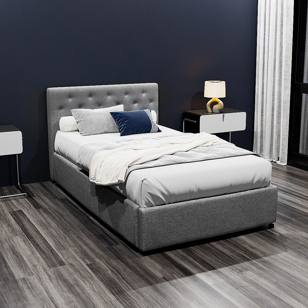 Beds & Bed Frames: Artiss Bed Frame King Single Size Gas Lift Grey VILA