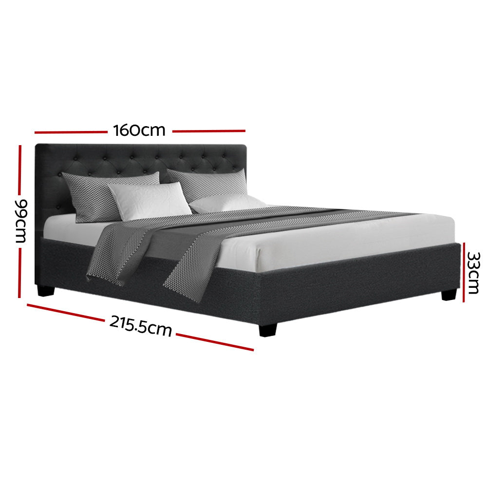 Beds & Bed Frames: Artiss Bed Frame Queen Size Gas Lift Charcoal VILA