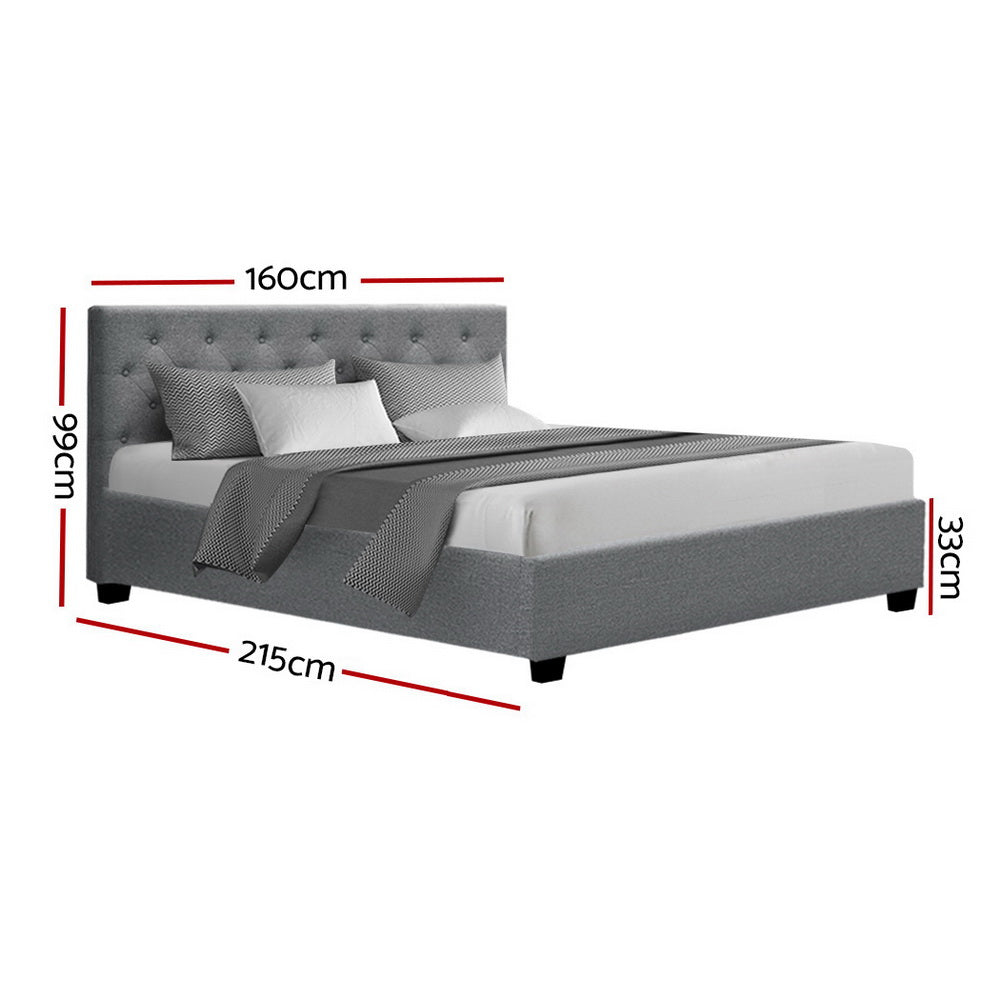 Beds & Bed Frames: Artiss Bed Frame Queen Size Gas Lift Grey VILA