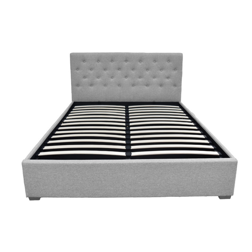 Beds & Bed Frames: Artiss Bed Frame Queen Size Gas Lift Grey VILA