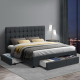 Artiss Bed Frame Double Size with 4 Drawers Grey AVIO