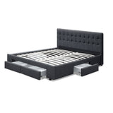 Artiss Bed Frame Queen Size with 4 Drawers Charcoal AVIO