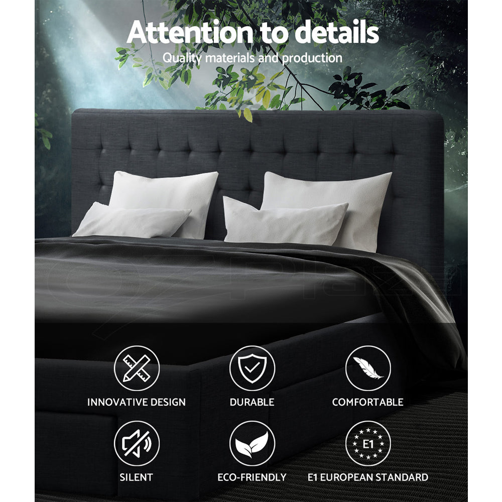 Beds & Bed Frames: Artiss Bed Frame Queen Size with 4 Drawers Charcoal AVIO