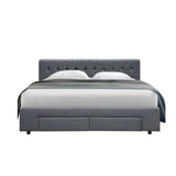 Artiss Bed Frame Queen Size with 4 Drawers Grey AVIO