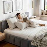 Artiss Queen Size Bed Frame Plush Soft Headboard Velvet Platform Base for Modern Bedrooms Grey