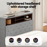 Beds & Bed Frames: Artiss Bed Frame King Single Size LED Mattress Base Platform with Storage Shelf Hidden Storage Box Grey