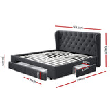 Artiss Bed Frame Queen Size with 4 Drawers Charcoal MILA