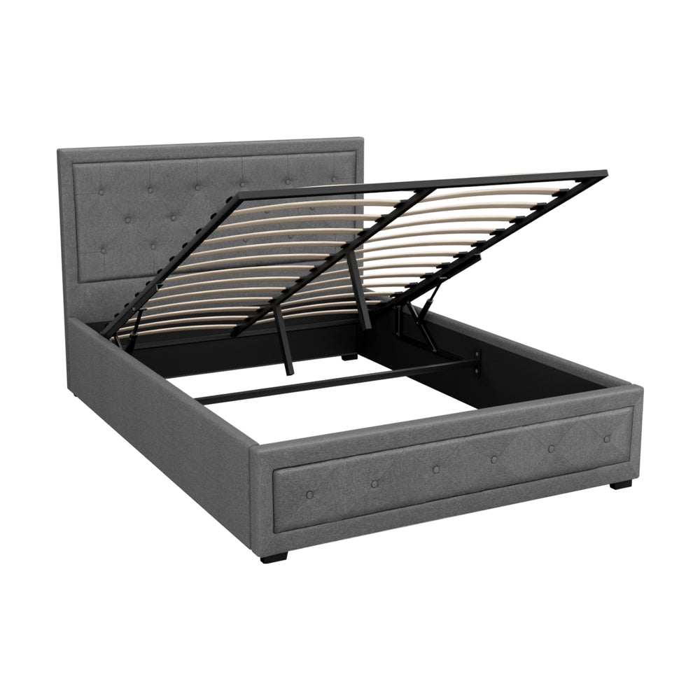 Beds & Bed Frames: Artiss Bed Frame Double Size Gas Lift Grey TIYO