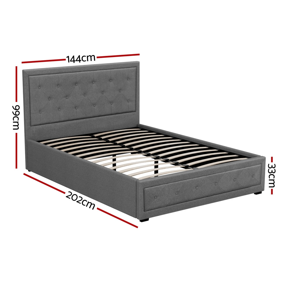Beds & Bed Frames: Artiss Bed Frame Double Size Gas Lift Grey TIYO
