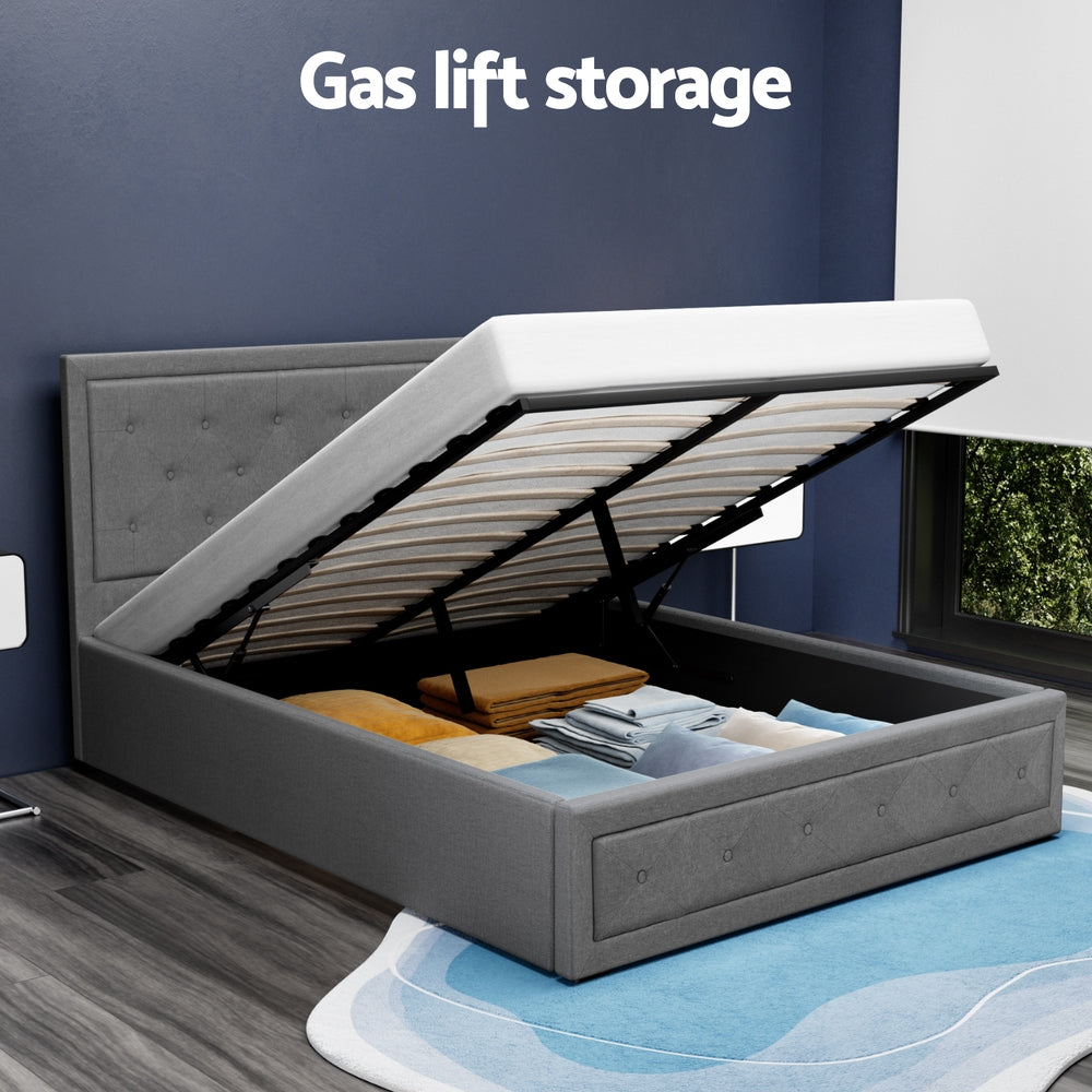 Beds & Bed Frames: Artiss Bed Frame Double Size Gas Lift Grey TIYO