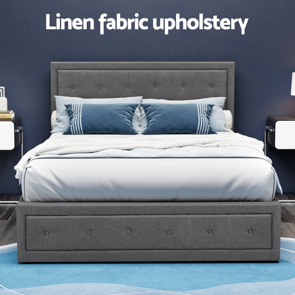 Beds & Bed Frames: Artiss Bed Frame Double Size Gas Lift Grey TIYO