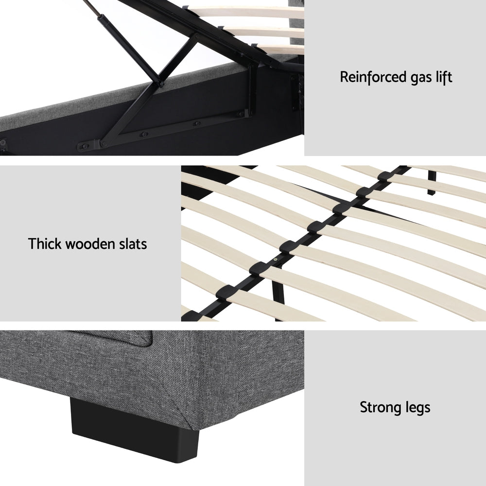 Beds & Bed Frames: Artiss Bed Frame Double Size Gas Lift Grey TIYO