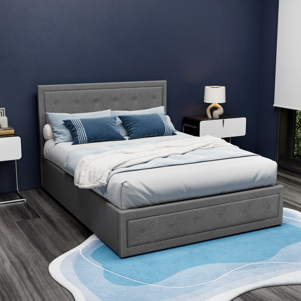 Beds & Bed Frames: Artiss Bed Frame Double Size Gas Lift Grey TIYO