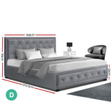 Artiss Bed Frame Double Size Gas Lift Grey TIYO