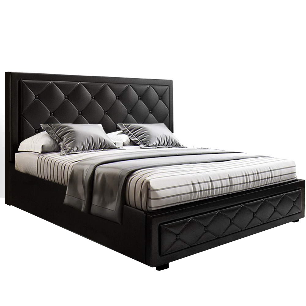 Beds & Bed Frames: Artiss Bed Frame Double Size Gas Lift Black TIYO