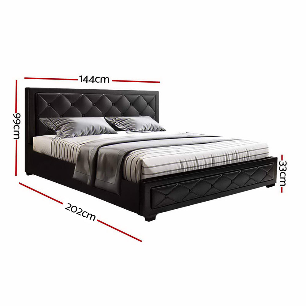 Beds & Bed Frames: Artiss Bed Frame Double Size Gas Lift Black TIYO
