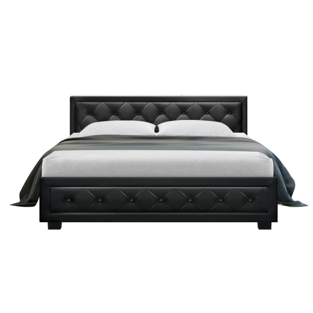Beds & Bed Frames: Artiss Bed Frame Queen Size Gas Lift Black TIYO