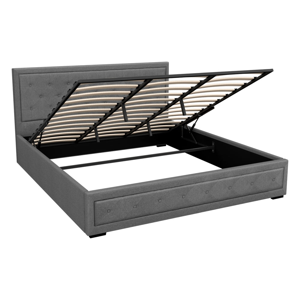 Beds & Bed Frames: Artiss Bed Frame King Size Gas Lift Grey TIYO