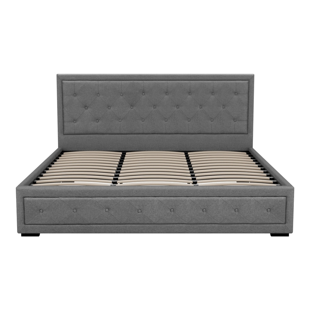 Beds & Bed Frames: Artiss Bed Frame King Size Gas Lift Grey TIYO