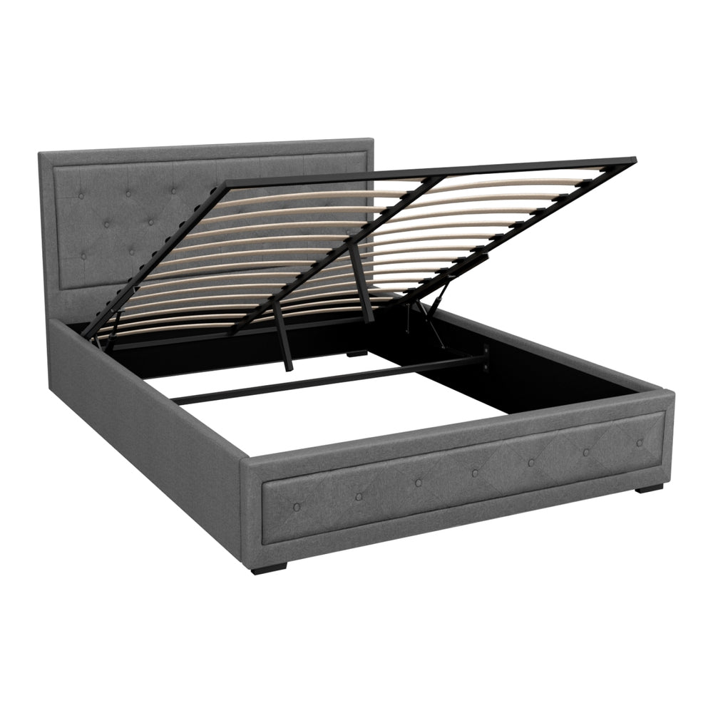 Beds & Bed Frames: Artiss Bed Frame Queen Size Gas Lift Grey TIYO