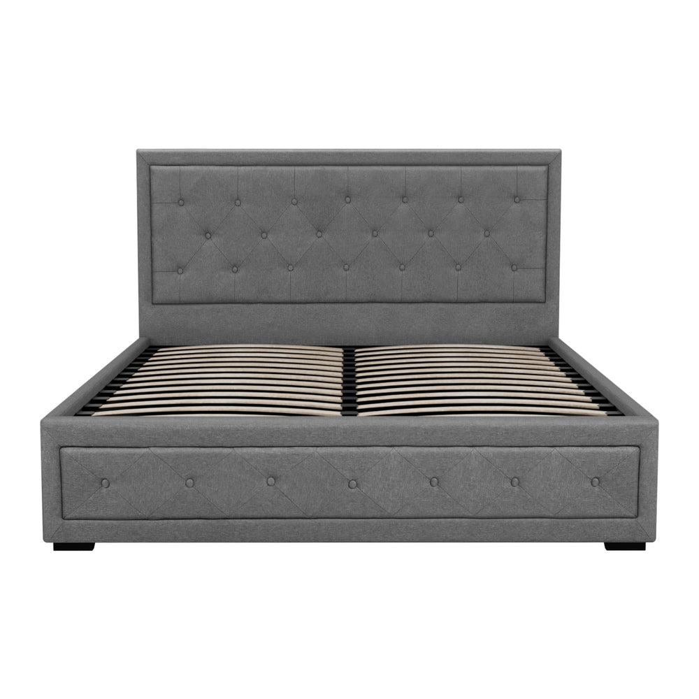 Beds & Bed Frames: Artiss Bed Frame Queen Size Gas Lift Grey TIYO