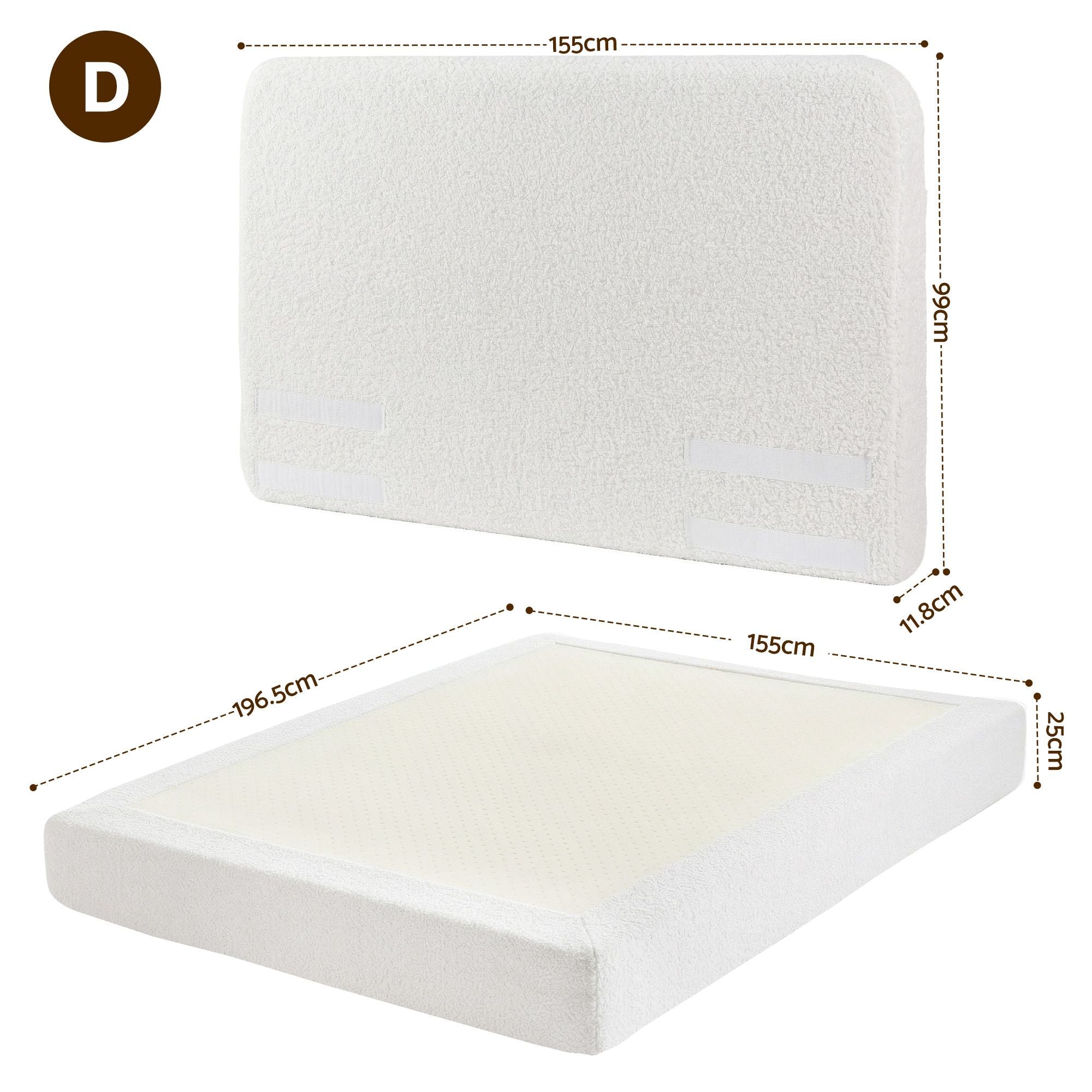 Artiss Double Bed Frame Boucle Fabric Vacuum Compressed Beds Removable Washable Cover