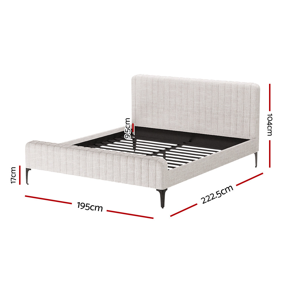 Beds & Bed Frames: Artiss Bed Frame King Size Beige AMMY