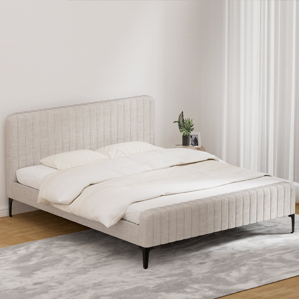 Beds & Bed Frames: Artiss Bed Frame King Size Beige AMMY