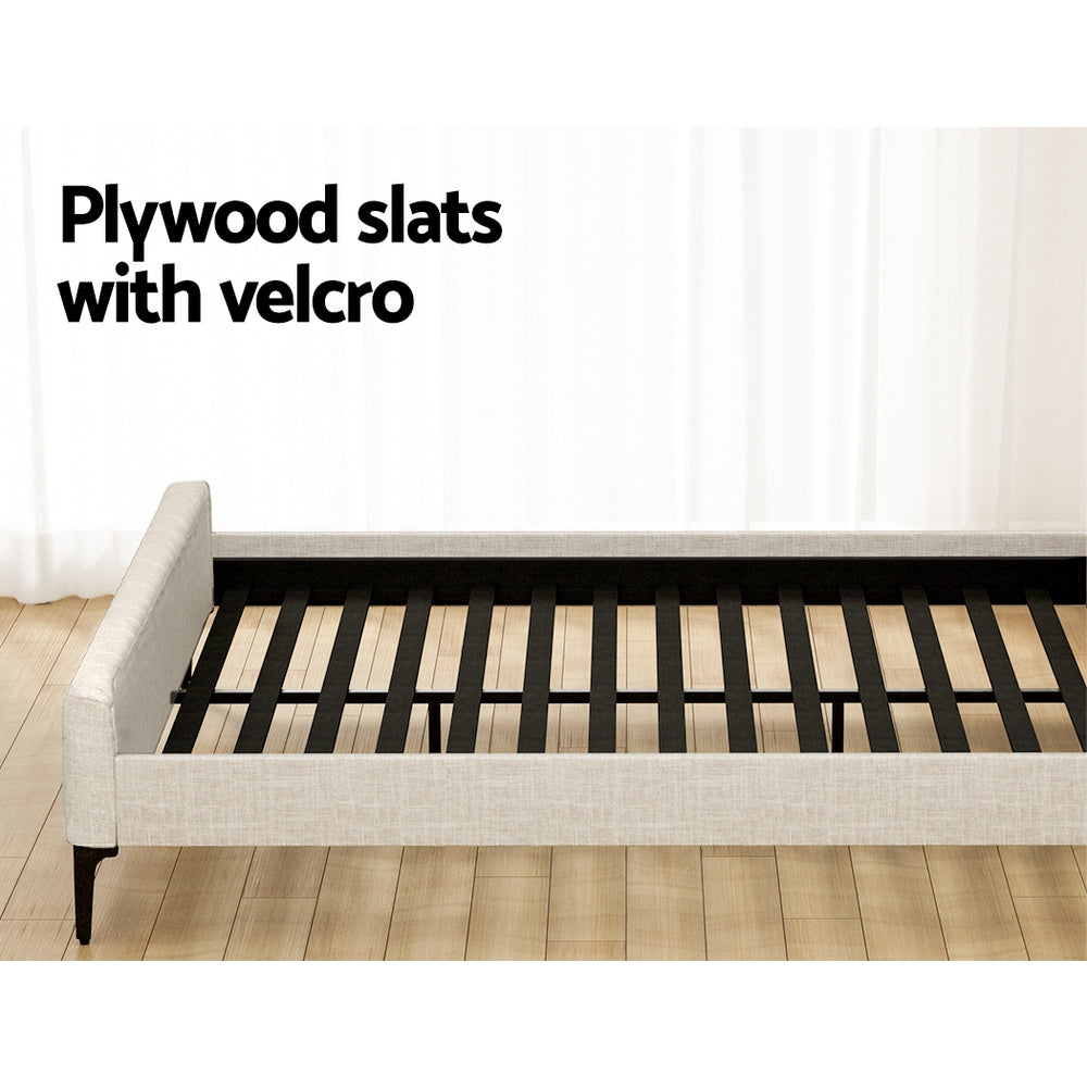 Beds & Bed Frames: Artiss Bed Frame King Size Beige AMMY
