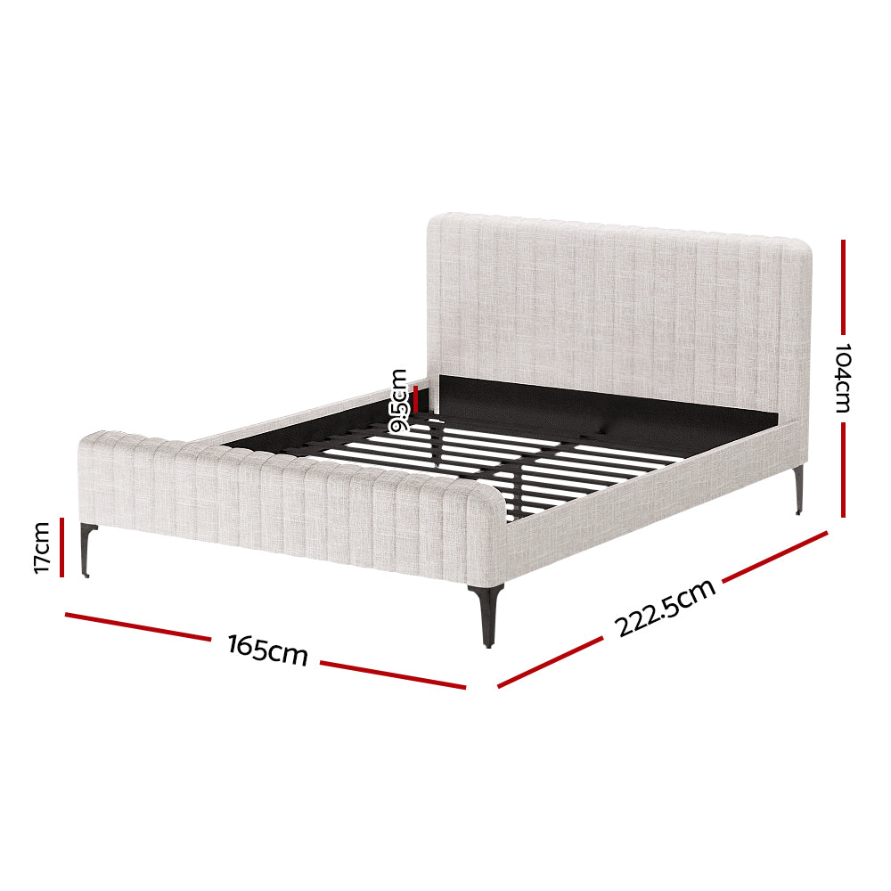 Beds & Bed Frames: Artiss Bed Frame Queen Size Beige AMMY