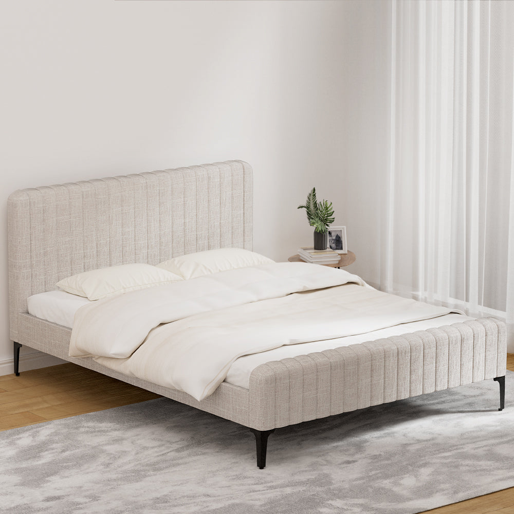 Beds & Bed Frames: Artiss Bed Frame Queen Size Beige AMMY
