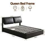 Artiss Queen Bed Frame Gas Lift Storage 3 Drawers Adjustable Headboard Platform Bed Black