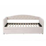 Artiss Single Daybed Velvet Trundle Bed Frame Tufted Guest Bed