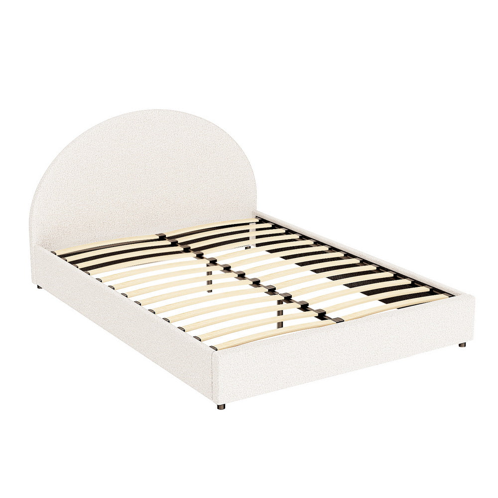 Beds & Bed Frames: Artiss Bed Frame Gas Lift Strorage Beds Base Platform Boucle Fabric Double ELLA