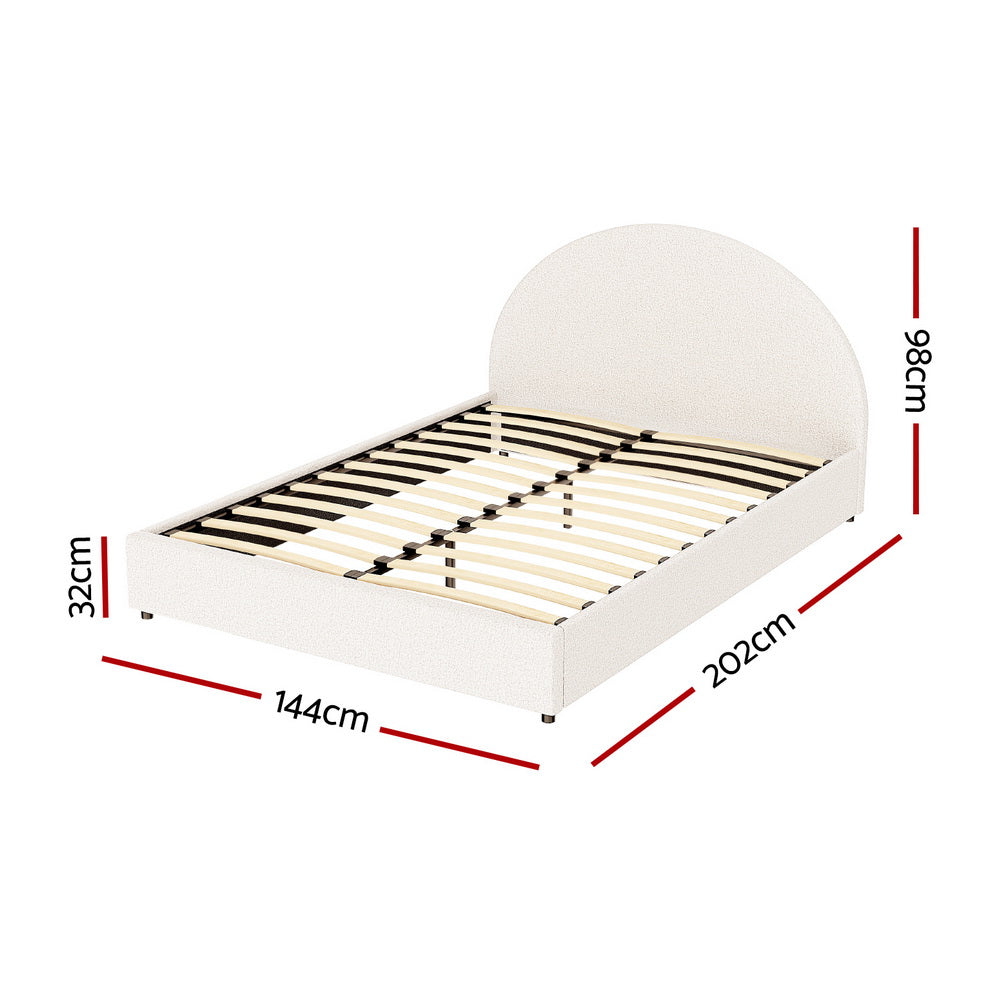 Beds & Bed Frames: Artiss Bed Frame Gas Lift Strorage Beds Base Platform Boucle Fabric Double ELLA